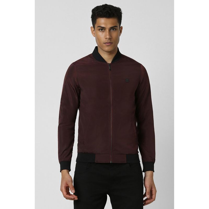 Van Heusen Men Maroon Solid Casual Jacket (M)