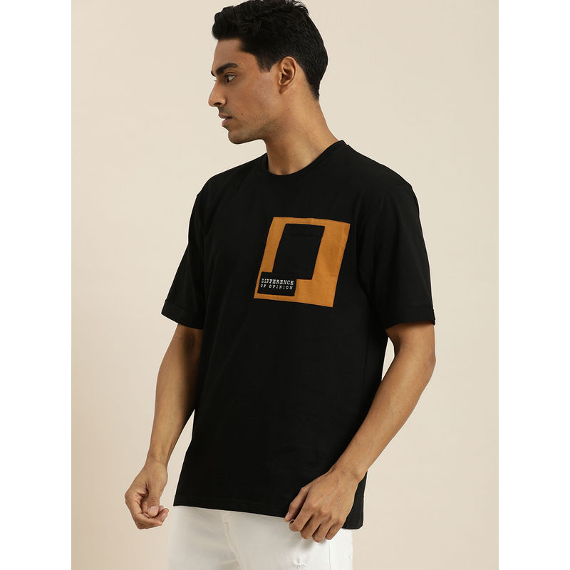Difference of Opinion Black Colourblocked Oversized T-Shirt (M)