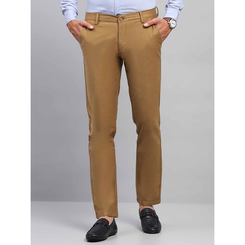 Monte Carlo Mens Khaki Solid Casual Trouser (30)