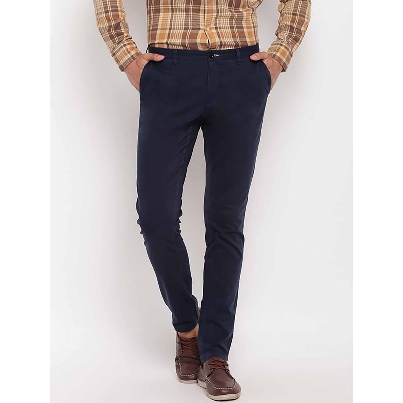 GANT Men Blue Solid Regular Fit Mid-Rise Chinos Blue (34)