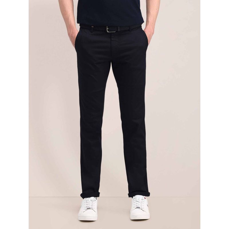 U.S. POLO ASSN. Mid Rise Slim Fit Casual Trousers Blue (30)