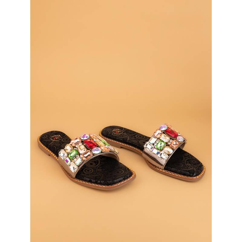 Alberto Torresi Women Empress Crystal Multi-Color Flats (UK 4)