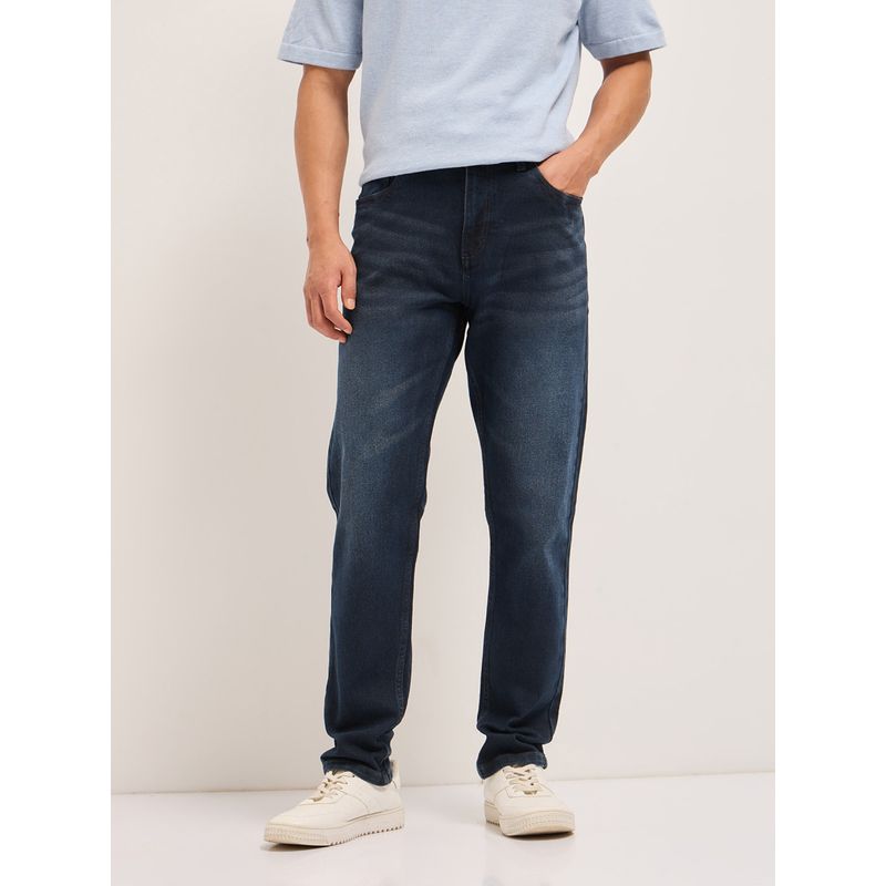 THE BEAR HOUSE Men Slim Fit Dark Blue Cotton Jeans (32)