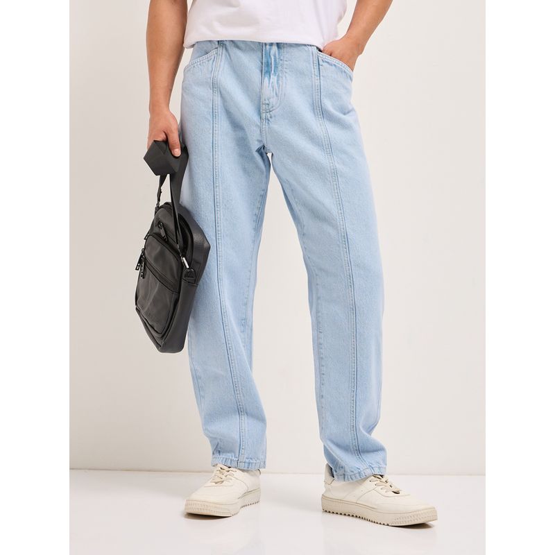 THE BEAR HOUSE Men Relaxed Fit Light Blue Cotton Jeans (28)