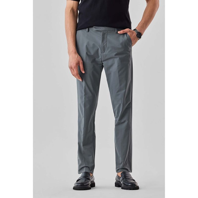Snitch Grey Solid Slim Casual Chinos for Men (30)