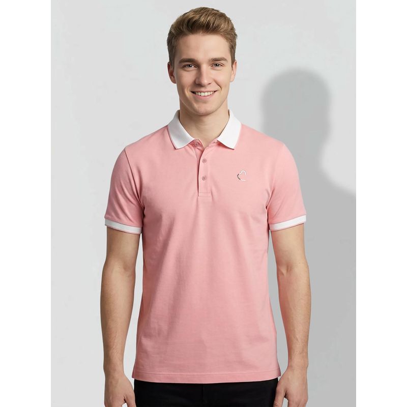 Being Human Pink Collar Neck Men Polo Collar T-Shirt (L)