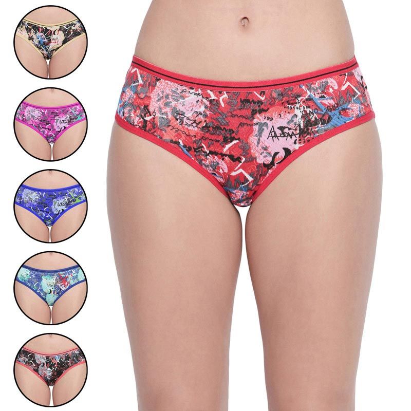 BODYCARE Pack of 6 Premium Printed Hipster Briefs - Multi-Color (L)