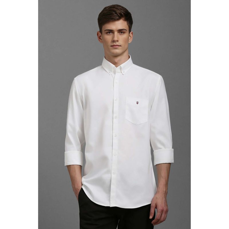 Louis Philippe Mens White Solid Easy Care Natural Stretch Slim fit Casual Shirt (40)