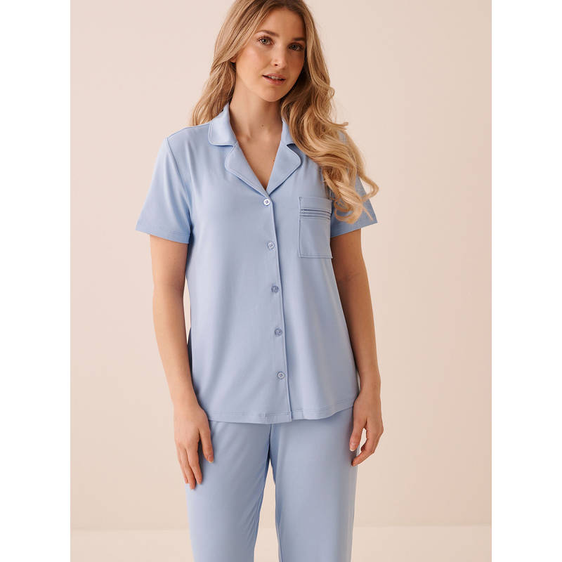 La Vie En Rose Blue Super Soft Button-Down Shirt (XL)