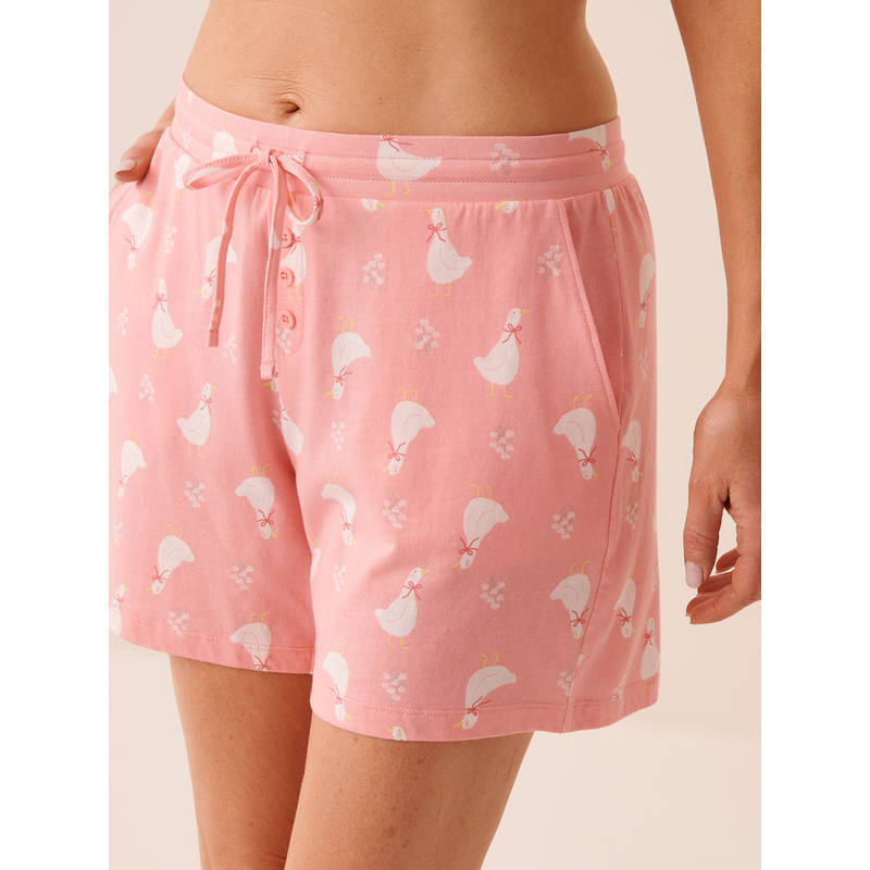 La Vie En Rose Pink Goose Print Shorts (S)