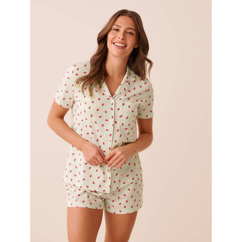 La Vie En Rose Green Ladybug Print Shirt with Shorts (XL)