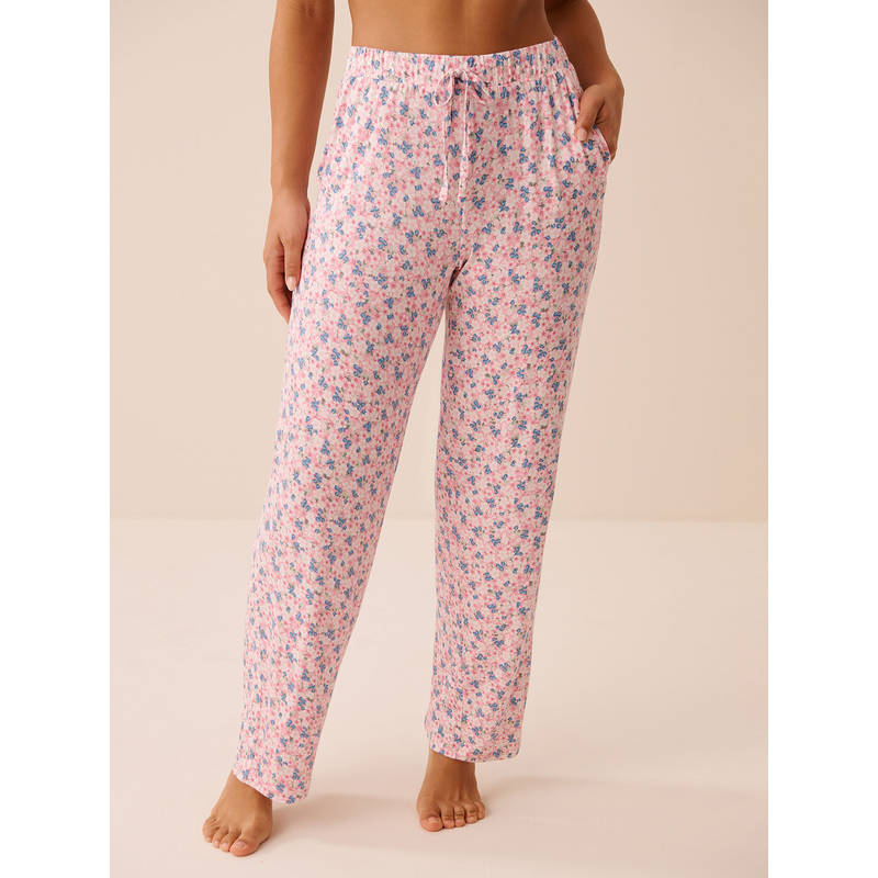 La Vie En Rose Pink Bloom and Berry Print Soft Jersey Pajama (XS)