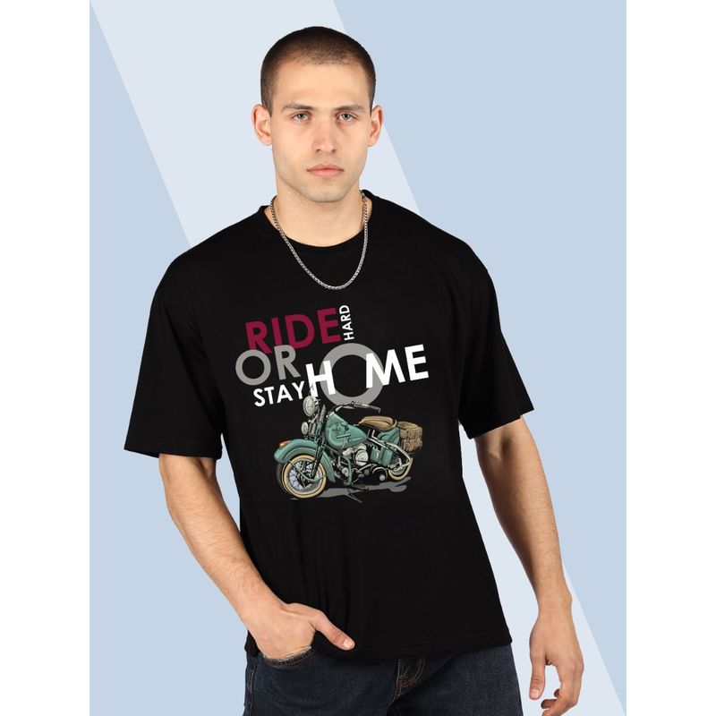 CHKOKKO Printed Oversized T-Shirt-Black (XL)