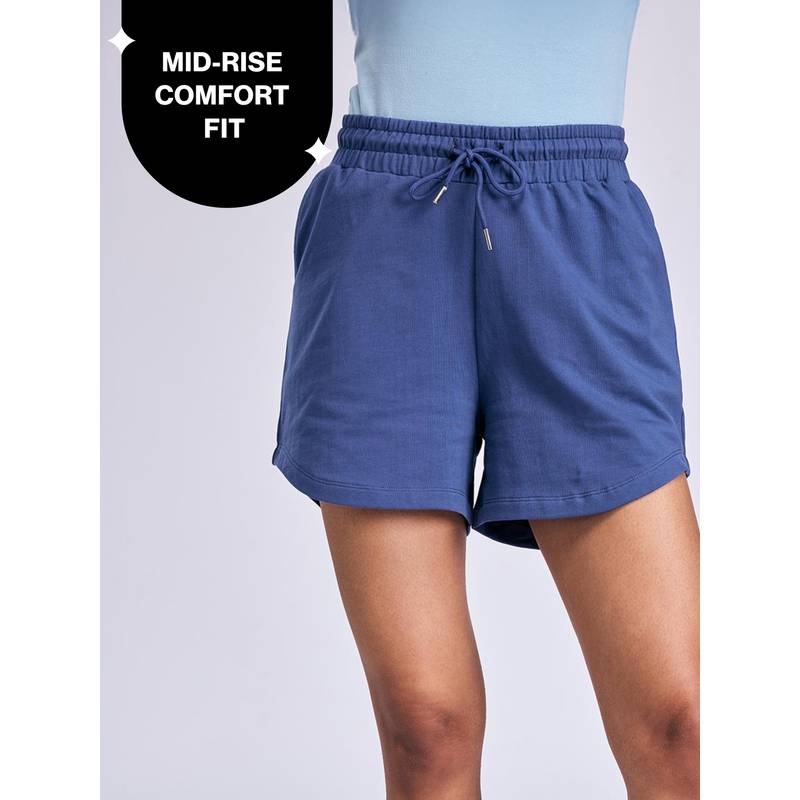 Summer Essential Cotton Relaxed Fit 3.5" Shorts with Pockets NYAT504 Blue (S)