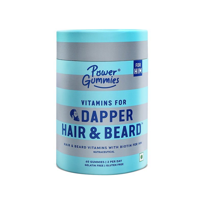 Buy Power Gummies Dapper Hair & Beard Gummies For Men Blueberry