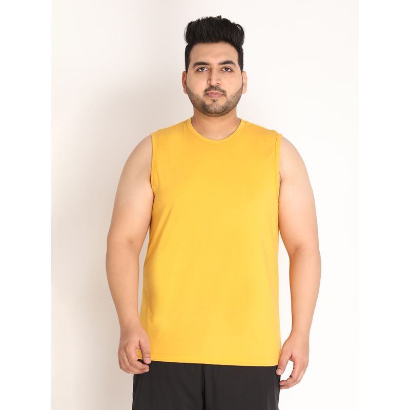 Chkokko Men Cotton Gym Tank Tops Sleeveless Sports Vest In Yellow (XL)