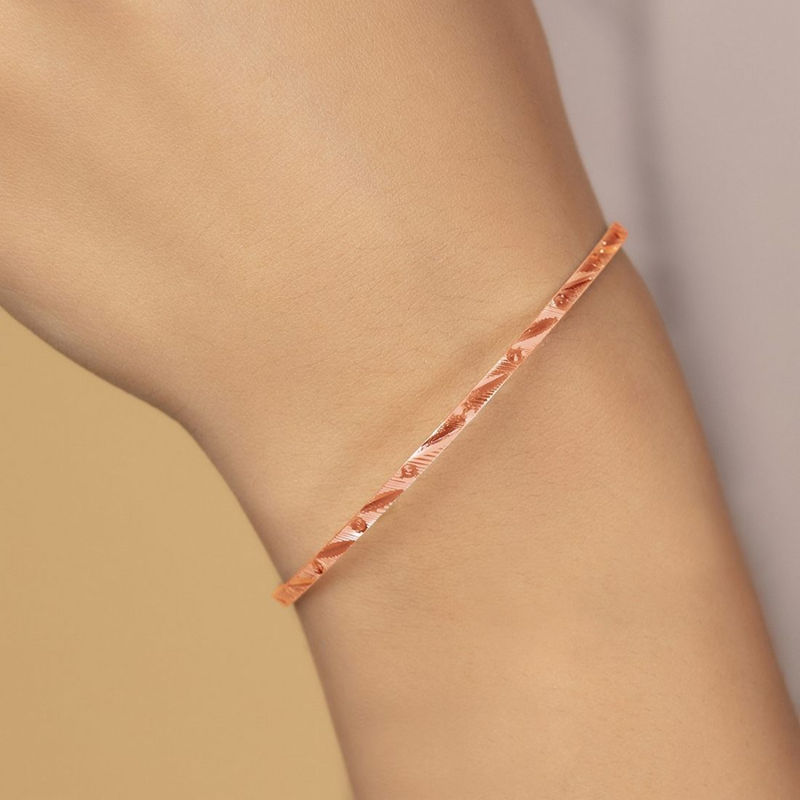 Zavya Solid Rose Gold Plated 925 Sterling Silver Plain Bangle (2.4)