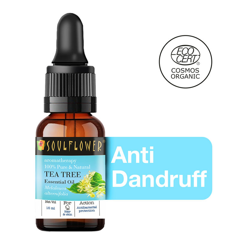 Souflower Anti Dandruff Tea Tree Essential Oil for Healthy Scalp, Hair, Acne Control, Organic