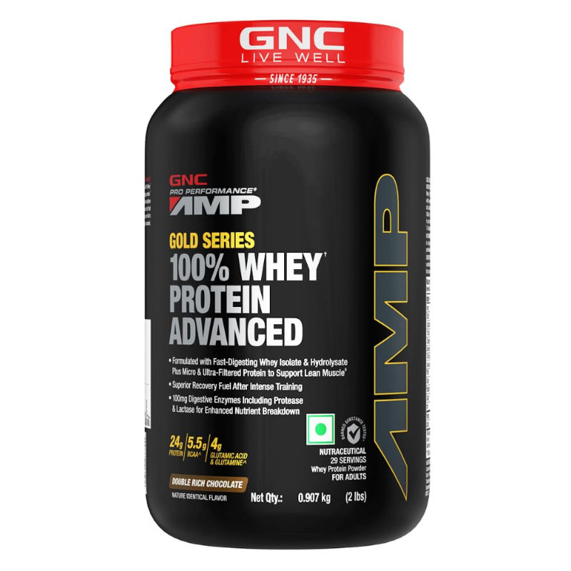 GNC Amp Gold Series 100% Whey Protein Advanced - Double Rich Chocolate (2 lbs)