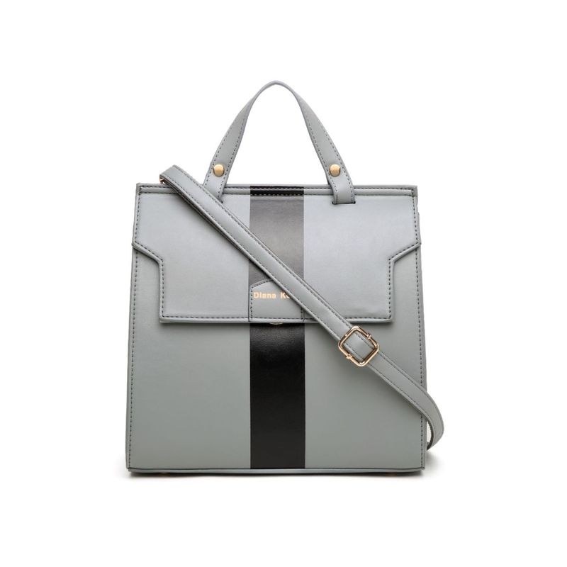 Diana Korr Grey Solid Faux Leather Handbag Buy Diana Korr Grey Solid