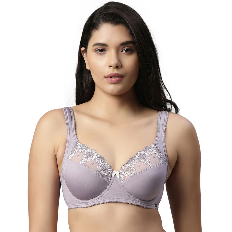 Enamor F087 Non Padded Wired Full Coverage Perfect Lift Full Support Bra - Purple (34D)