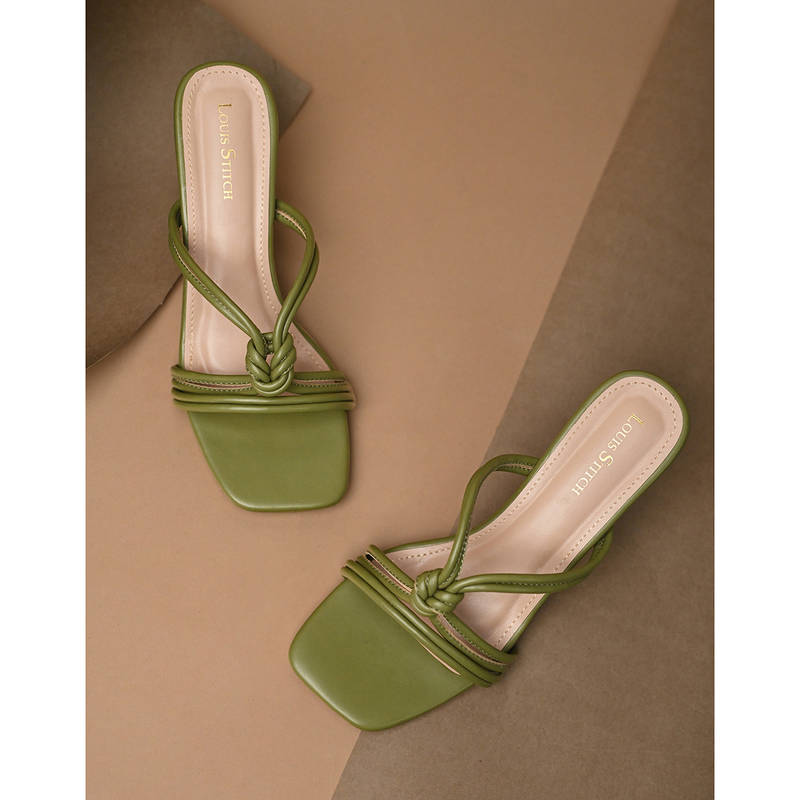 Louis Stitch Women Green Cross Knot Stiletto Heels (UK 3)