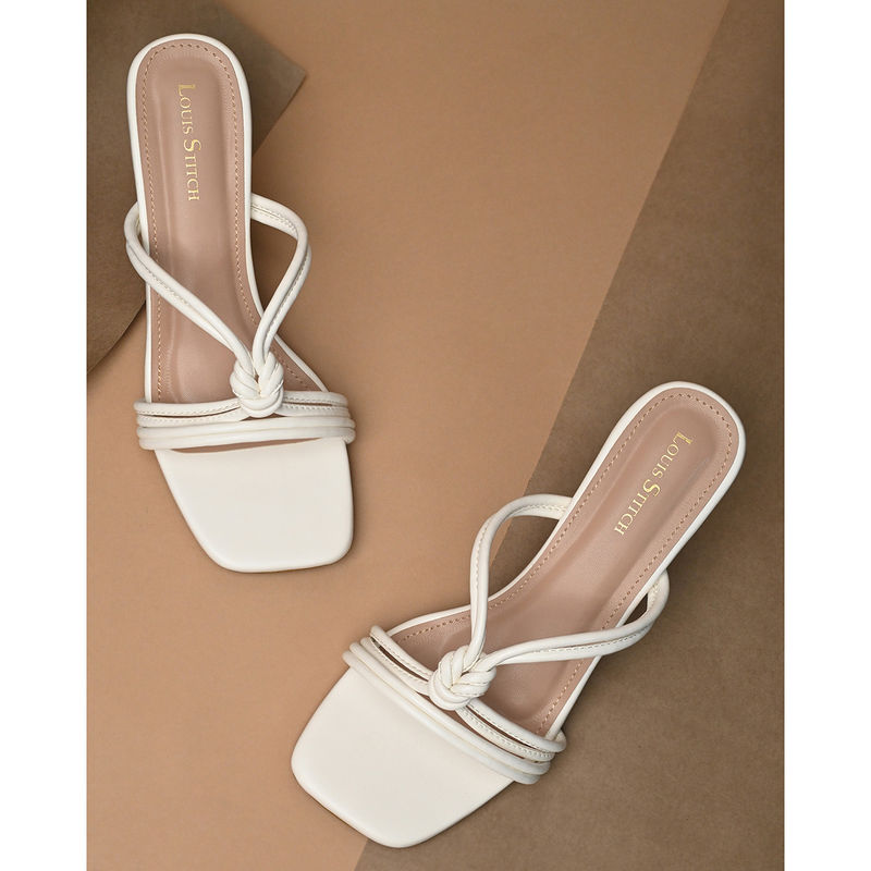 Louis Stitch Women White Cross Knot Stiletto Heels (UK 4)