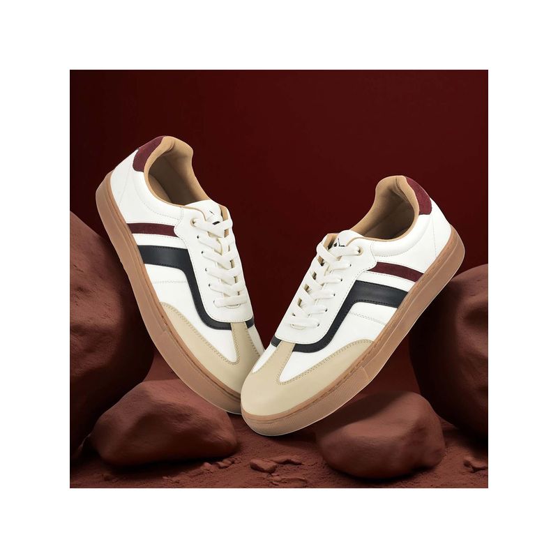 Cantabil Men White & Beige Colorblock Lace-Up Casual Sneakers (UK 6)