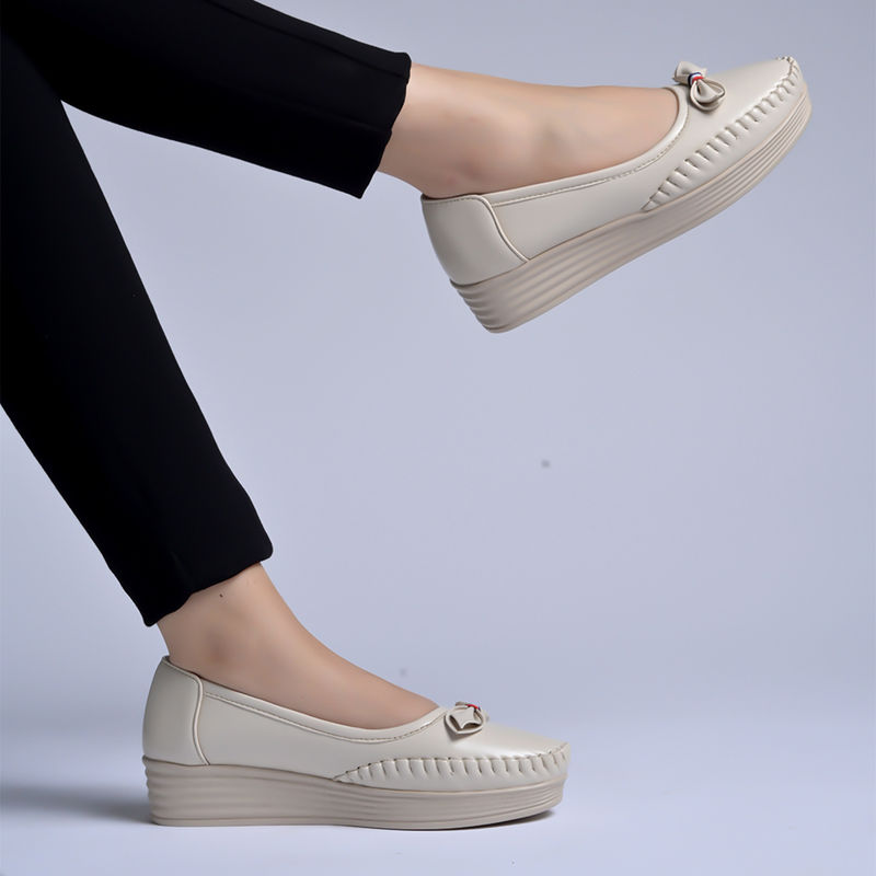 Scarpe Donna Taglia Media Scarpe Basse Con Cinturino – Nuove, Comode E Graziose, Colore Beige, Tacco Piatto, Stile Ballerine Scarpe Chiuse Donna - Foto 5