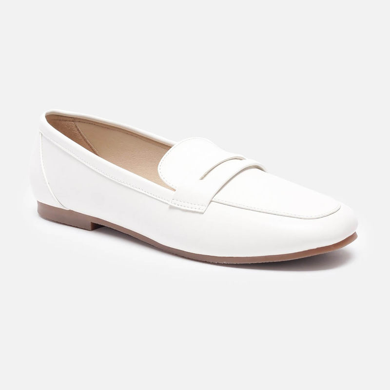 Van Heusen Women White Slip-On Loafers (UK 3)