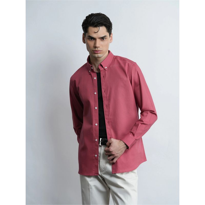 Cove and Lane Pink Cotton Oxford Slim Fit Shirt (S)
