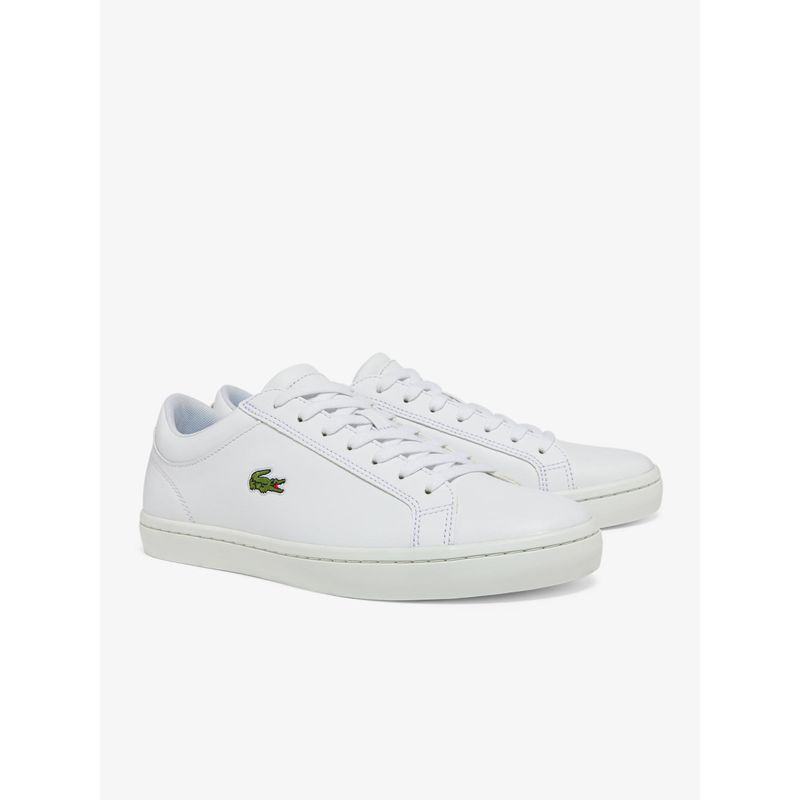 Lacoste Mens Straight Set Leather Sneakers White (UK 8)