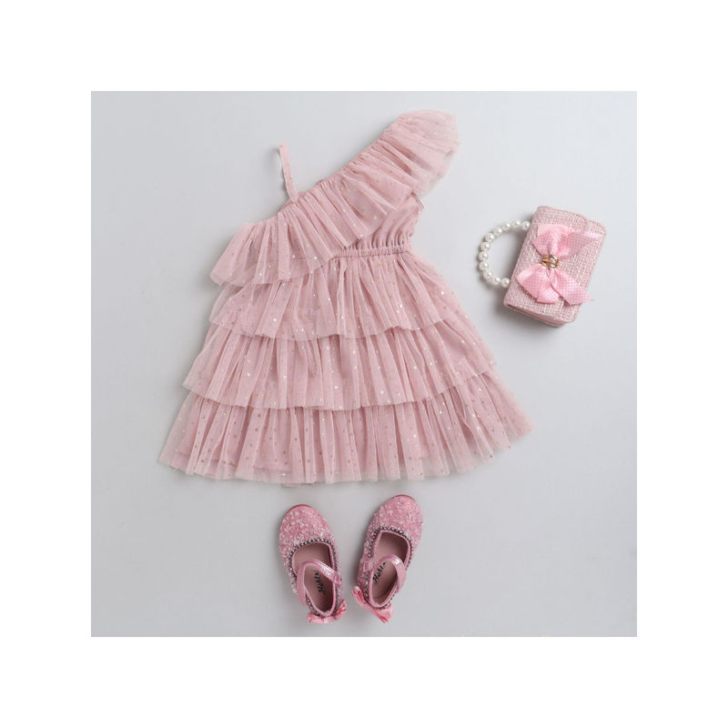 Taffy One Shoulder Star Printed Net Dress Pink Buy Taffy One Shoulder