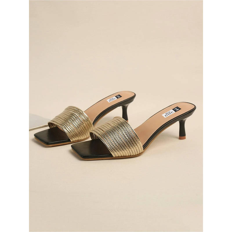 IRUSSH Women Shimmer Glide Heels Gold (EURO 39)