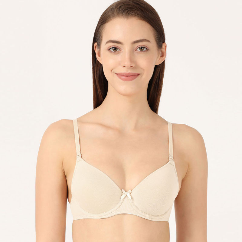Jockey 1245 Wired Padded Cotton Elastane Medium Coverage T-Shirt Bra - Birch (32B)