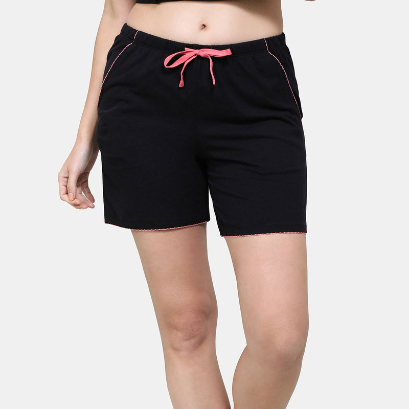 Jockey RX72 Womens Super Combed Cotton Fabric Relaxed Fit Sleep Shorts - Black (S)