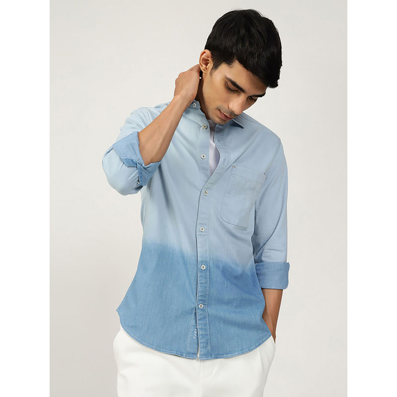 Andamen Men Triblend Indigo Slim Fit Shirt (M)