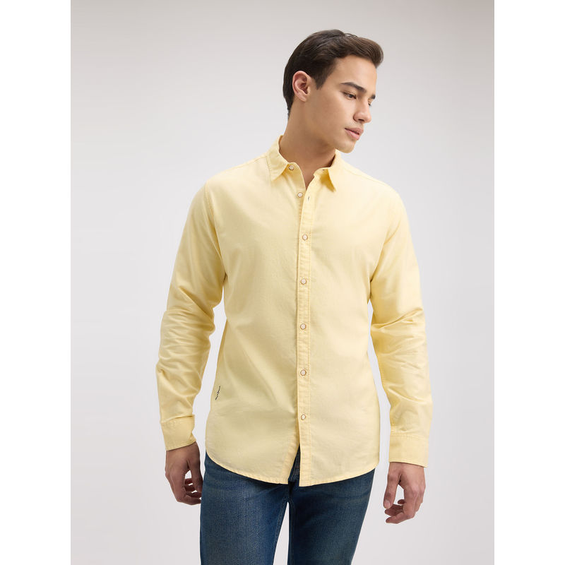 Pepe Jeans Men Yellow Full Sleeve Shirt (M)