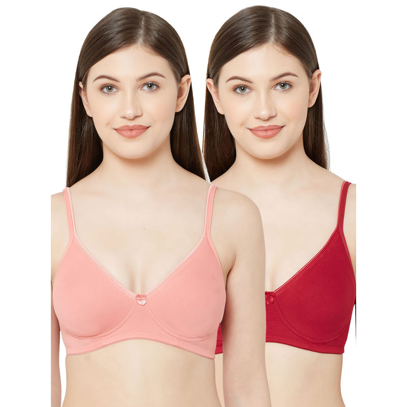 Juliet Womens Non Padded Non Wired Bra Combo 1025 Peach Maroon (40B)
