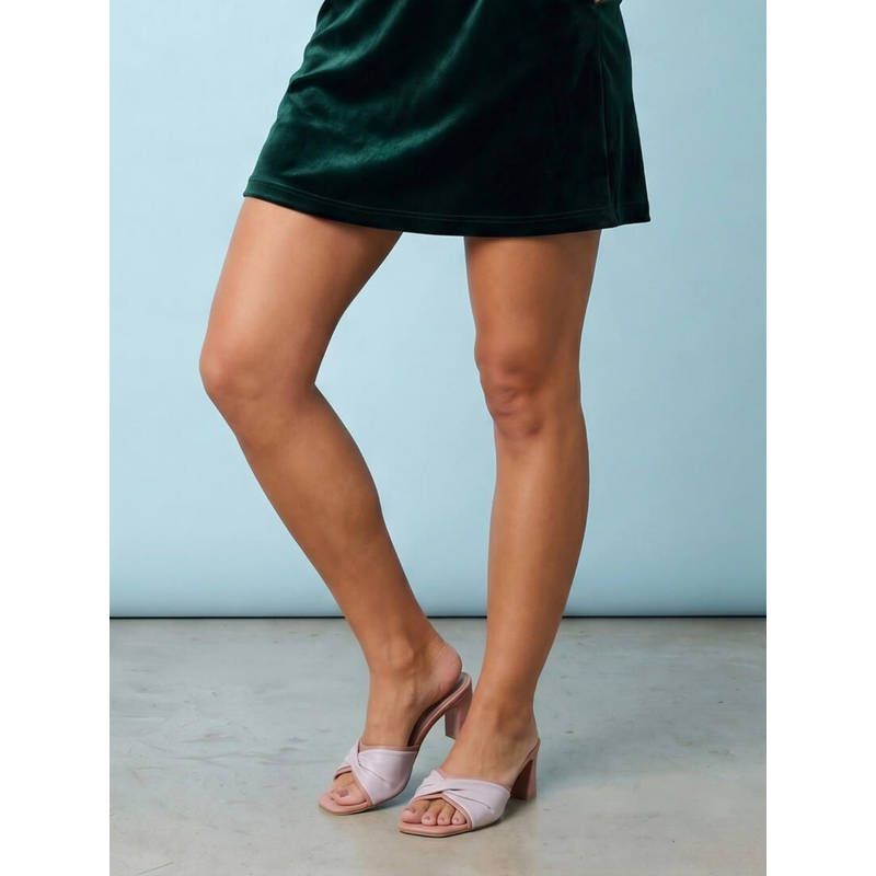 Mochi Women'S Peach Block Heeled Sandals (UK 3)