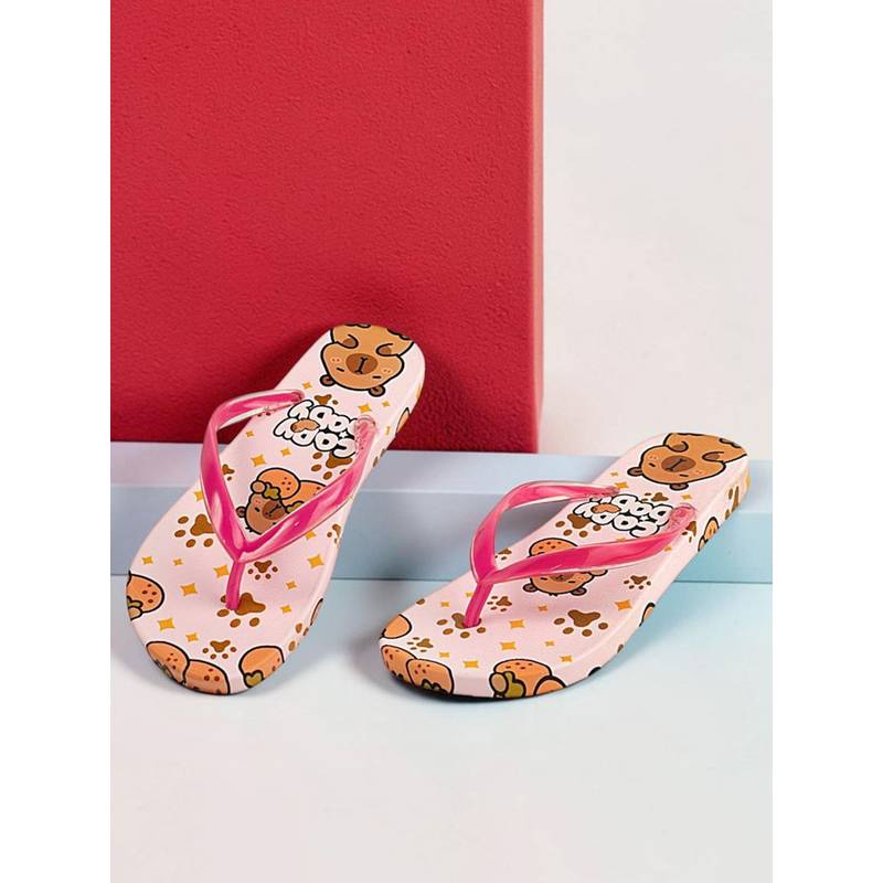 Truffle Collection Women Pink Animal Print Flipflops (UK 6)