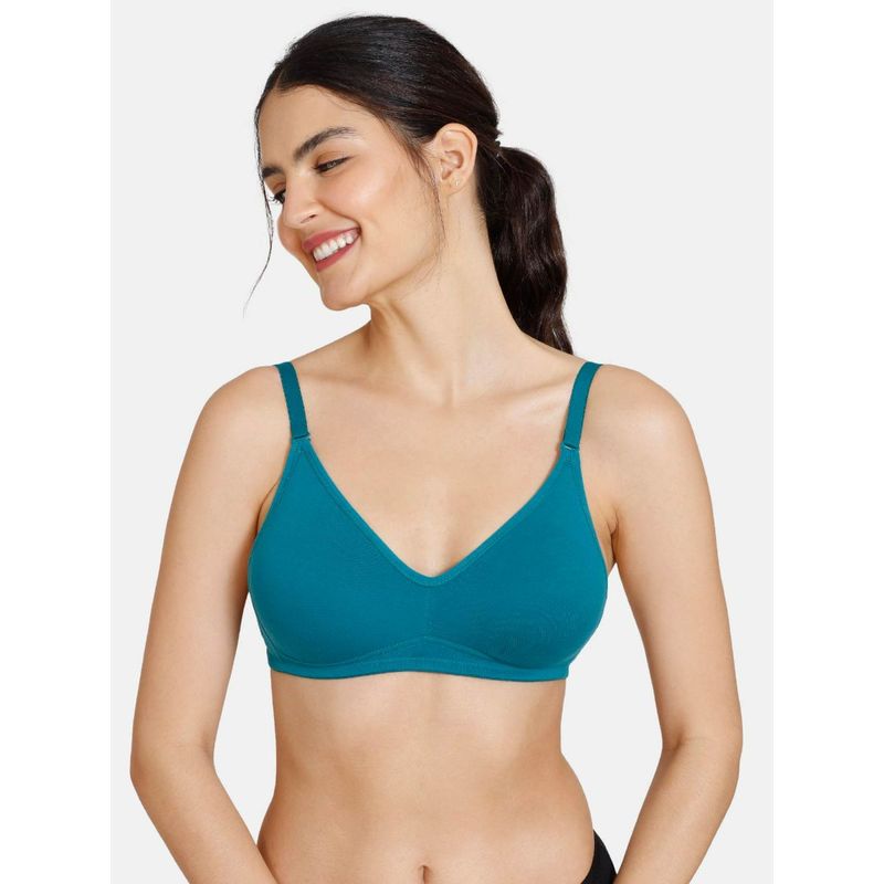 Zivame Beautiful Basics Non-Wired 3-4th Coverage Backless Bra - Harbor Blue Blue (34C)