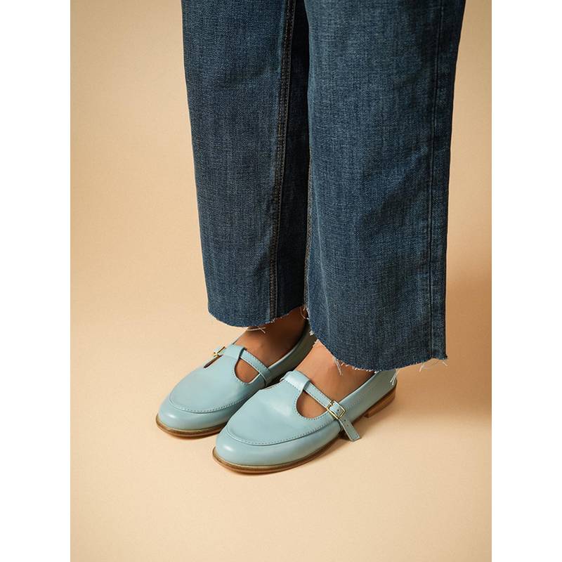 Theater Women Miss Sprout Blue Buckle Strap Mary Jane Ballerina (EURO 37)