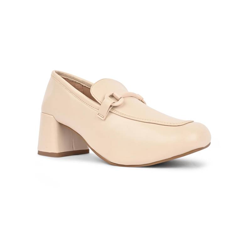 Call It Spring Womens Off White Block Heel Loafers (UK 2)