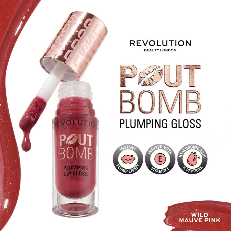 Makeup Revolution Pout Bomb Plumping Gloss Wild Mauve Pink