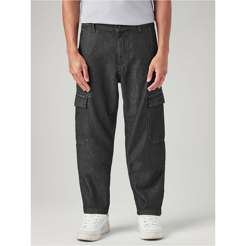 Levi's Men's 568 Charcoal-Grey Loose Fit Mid Rise Jeans (34)