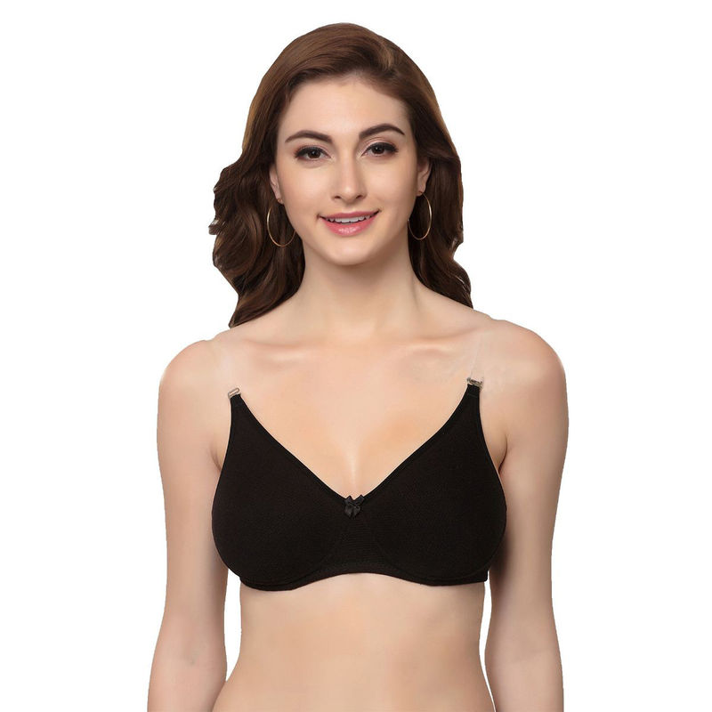 Inner Sense Organic Cotton Antimicrobial Backless Non-Padded Seamless Bras (Pack Of 2)-Black (36B)