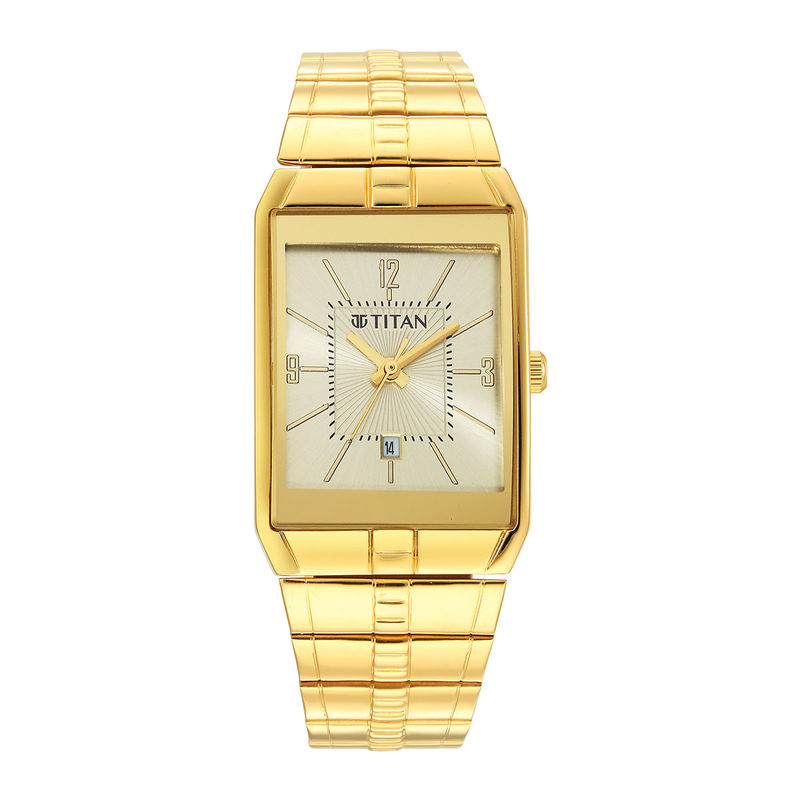 Titan square deals gold watch