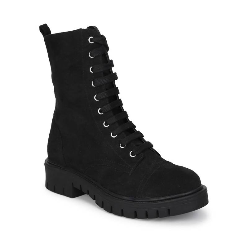 Truffle Collection Black Solid Boots (UK 4)