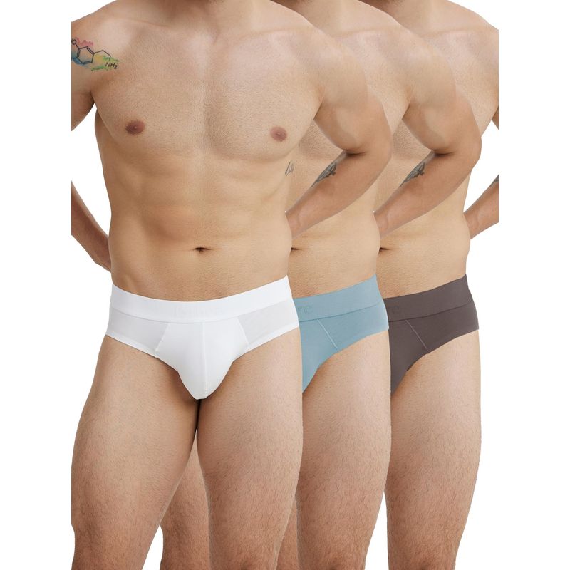 B'There Men Multi-Color Modal Solid Brief (Pack of 3) (XL)